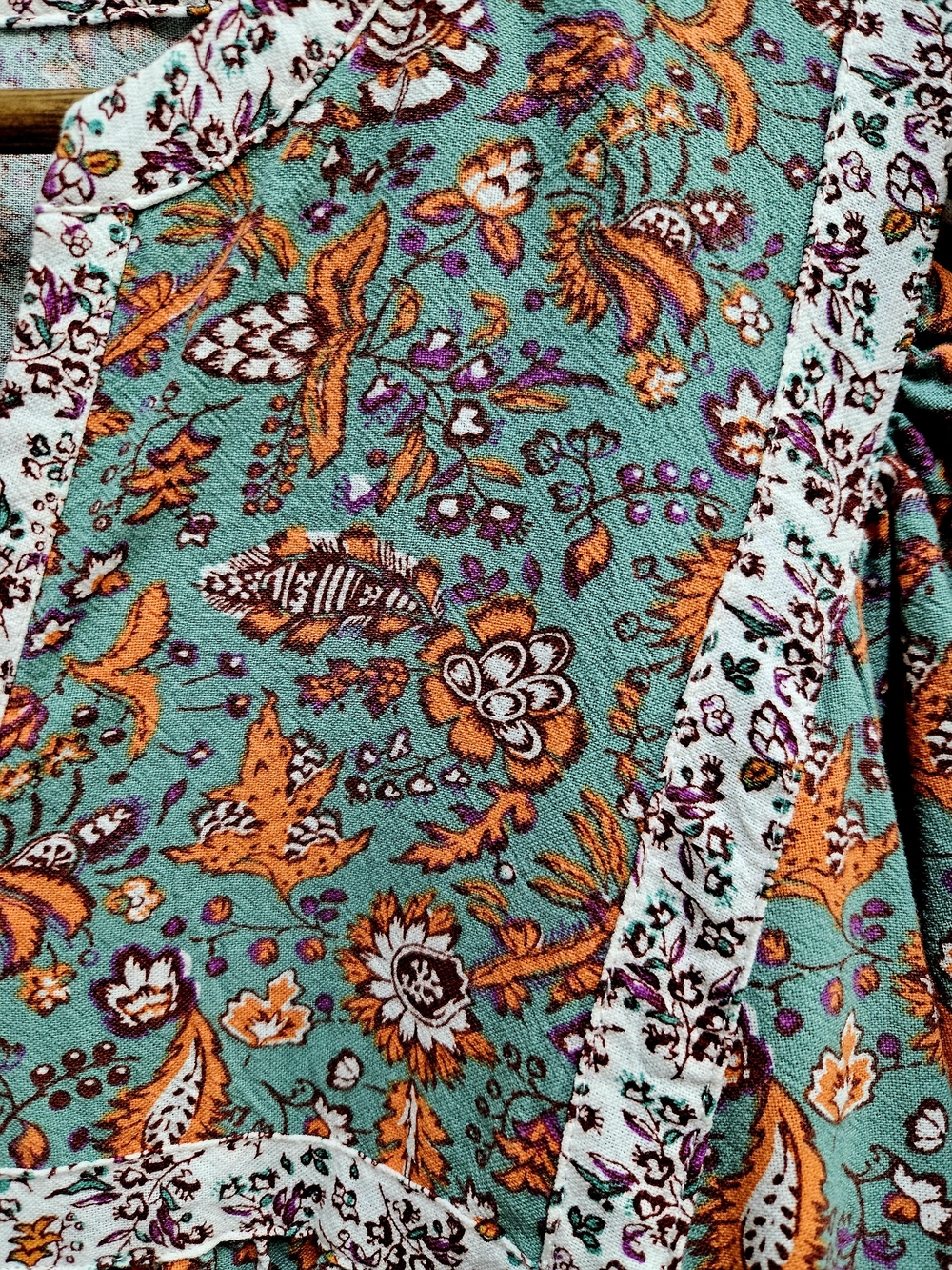 Universal Thread Puff Sleeve Floral Pattern Boho Top - Picture 2 of 10